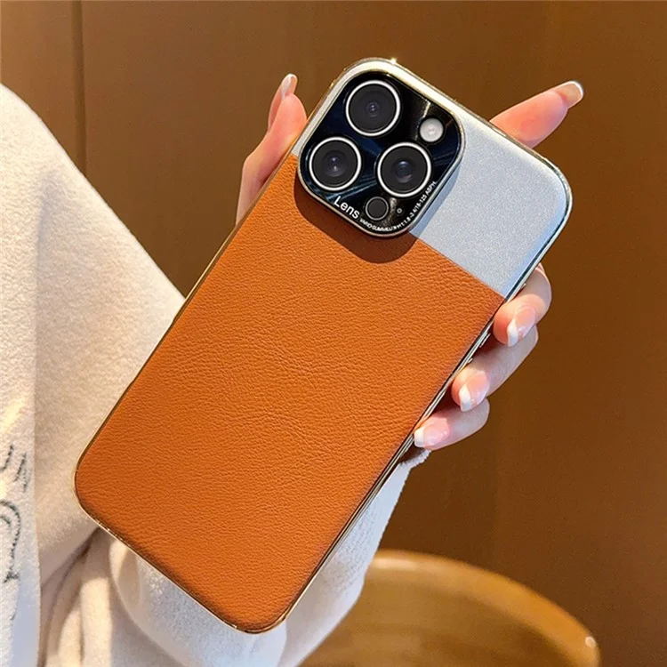 Für iPhone 16 Pro Hülle Desert Silver Moon Elektrolytisch Vergoldetes PC + PU Leder Rückseite Handyhülle