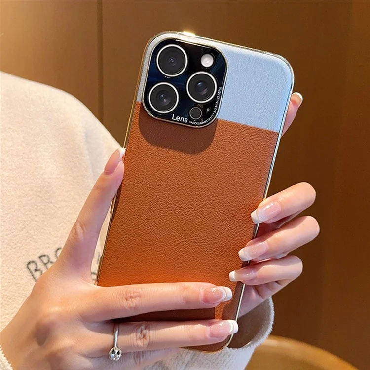 Für iPhone 16 Pro Hülle Desert Silver Moon Elektrolytisch Vergoldetes PC + PU Leder Rückseite Handyhülle