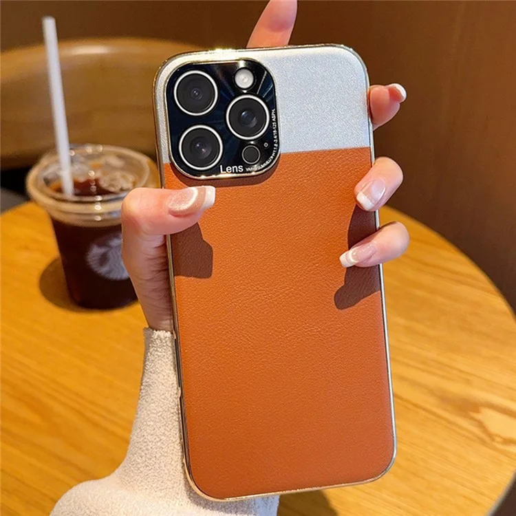 Für iPhone 16 Pro Hülle Desert Silver Moon Elektrolytisch Vergoldetes PC + PU Leder Rückseite Handyhülle