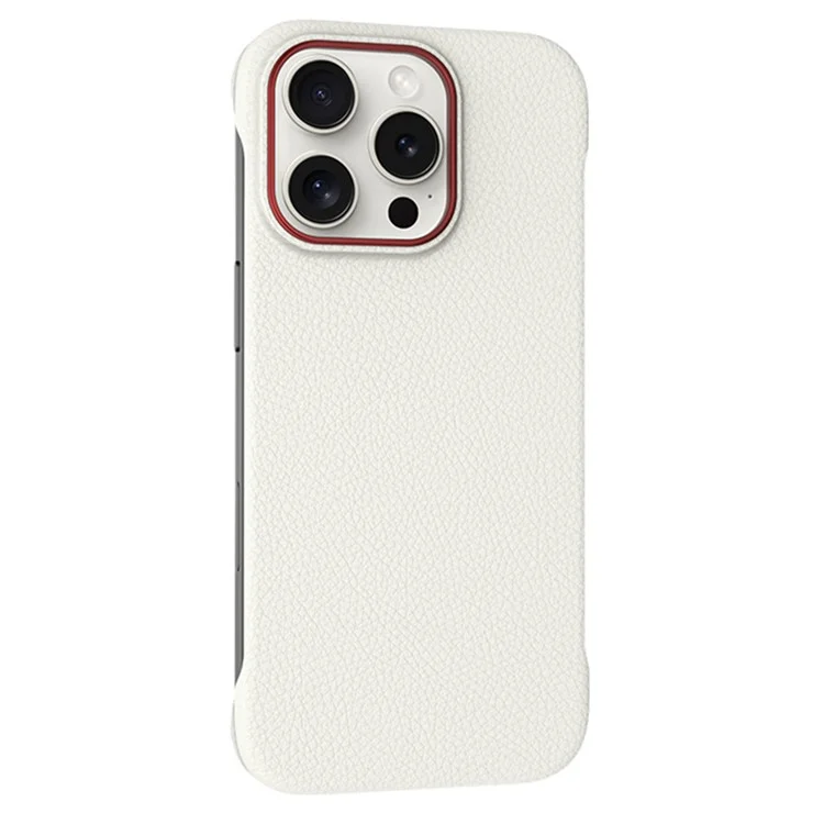 Coque pour iPhone 16 Pro Max, Étui Mince sans Bordure Antichoc, Texture Cuir, Coque Arrière en PC - Abricot