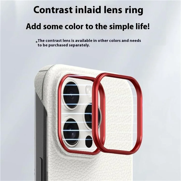Coque pour iPhone 16 Pro Max, Étui Mince sans Bordure Antichoc, Texture Cuir, Coque Arrière en PC - Abricot