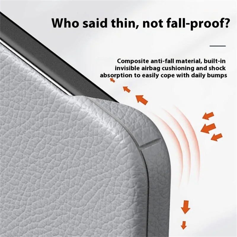 For iPhone 16 Pro Max Case Borderless Slim Anti Drop Leather Texture PC Phone Back Cover - Grey