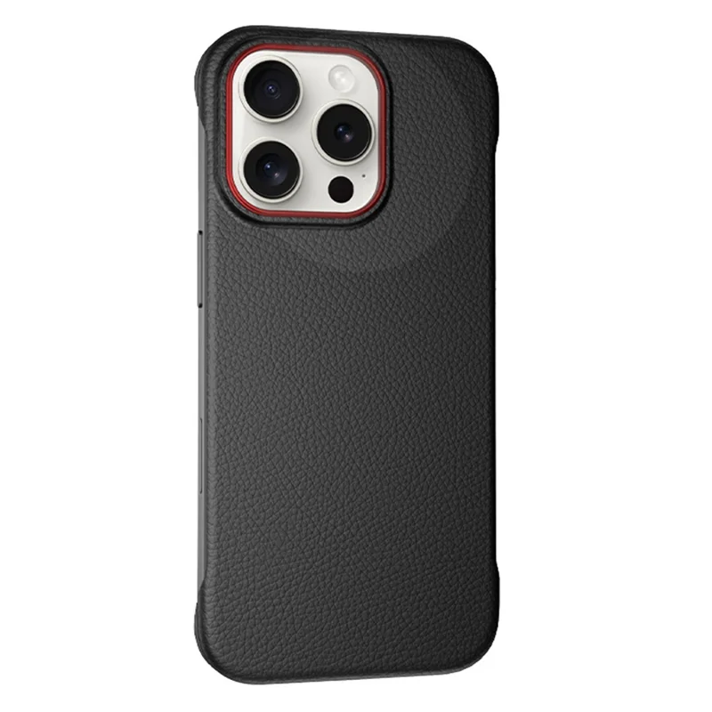 For iPhone 16 Pro Case Borderless Slim Anti Drop Leather Texture PC Phone Back Cover - Black
