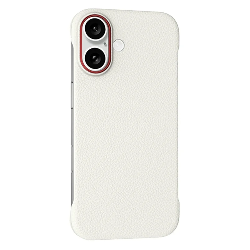 For iPhone 16 Case Borderless Slim Anti Drop Leather Texture PC Phone Back Cover - Apricot