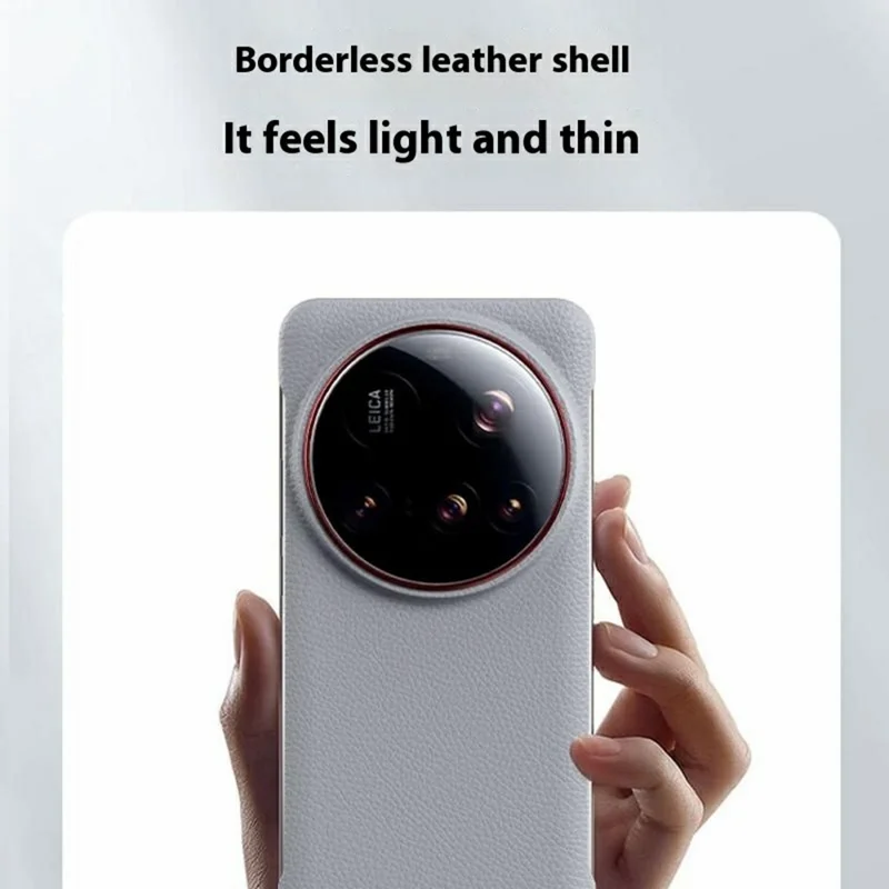 For Xiaomi 15 Ultra Case Borderless Slim Anti Drop Leather Texture PC Phone Back Cover - Apricot