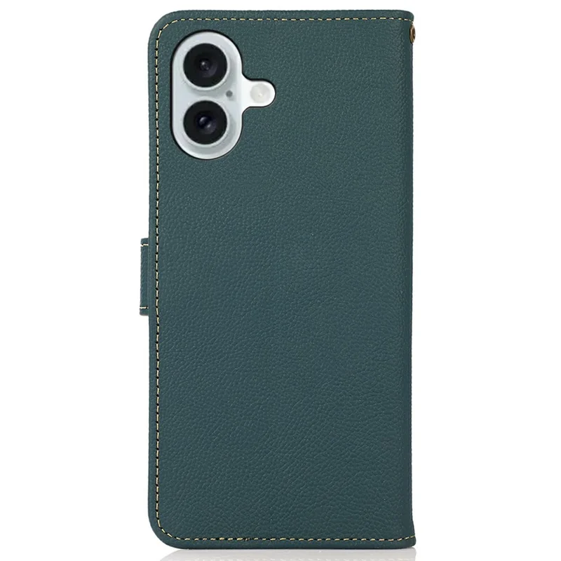 KHAZNEH para iPhone 17 Capa de Couro Genuíno de Vaca Bloqueador RFID Carteira Capa de Celular - Verde