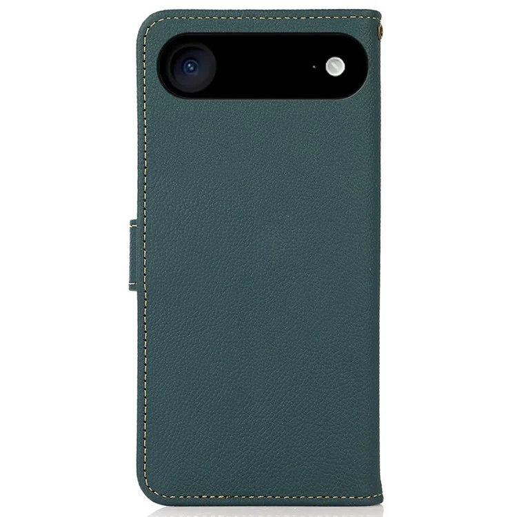 KHAZNEH for iPhone 17 Air Case Genuine Cow Leather RFID Blocking Wallet Phone Cover - Green