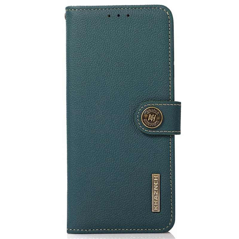 KHAZNEH for iPhone 17 Pro Max Case Genuine Cow Leather RFID Blocking Wallet Phone Cover - Green
