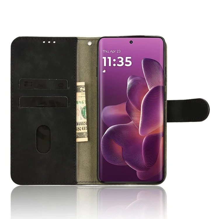 Per Motorola Edge 60 Pro 5G Custodia in pelle Sensazione morbida Anti caduta Portafoglio Custodia a portafoglio - Nero