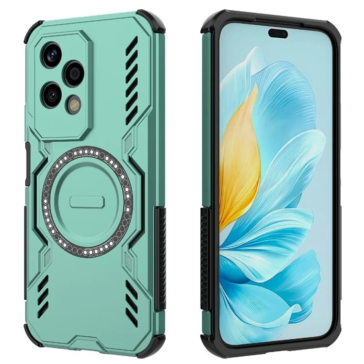 For Honor 200 Lite Magnetic Case Butterfly Armor Hollow Heat Dissipation PC + TPU Phone Cover - Green
