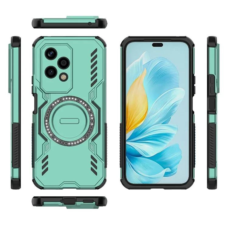 For Honor 200 Lite Magnetic Case Butterfly Armor Hollow Heat Dissipation PC + TPU Phone Cover - Green