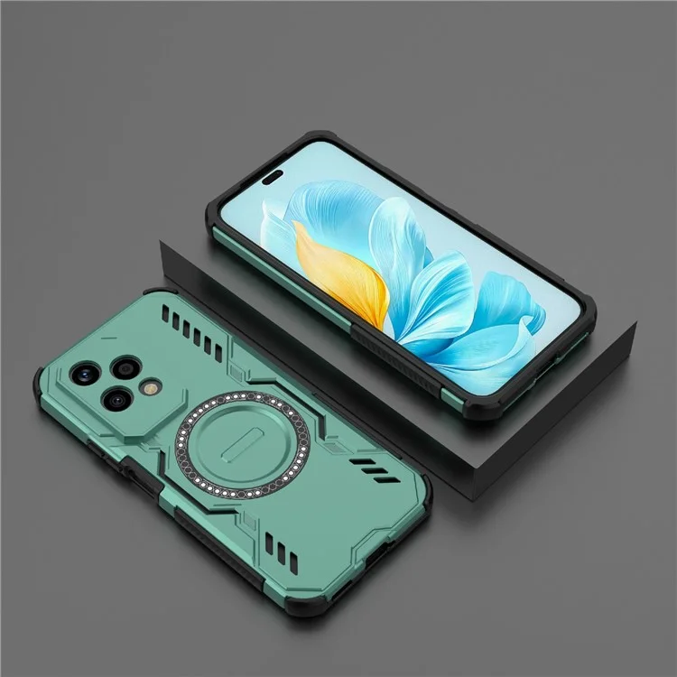 For Honor 200 Lite Magnetic Case Butterfly Armor Hollow Heat Dissipation PC + TPU Phone Cover - Green