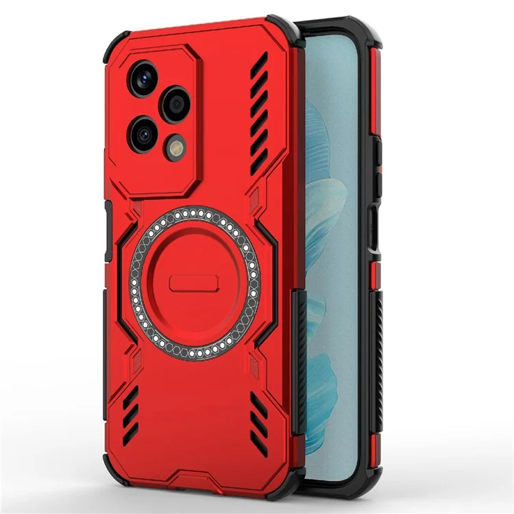 For Honor 200 Lite Magnetic Case Butterfly Armor Hollow Heat Dissipation PC + TPU Phone Cover - Red