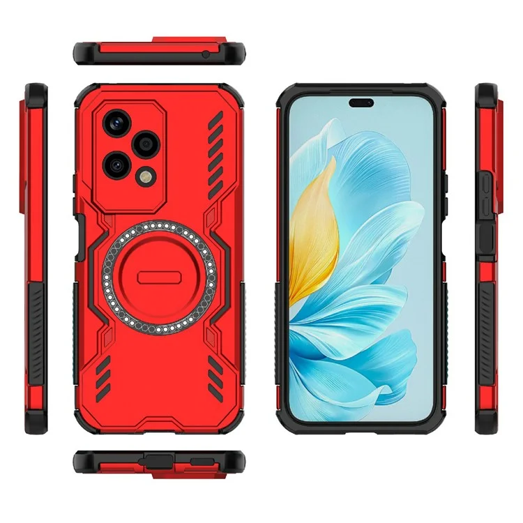For Honor 200 Lite Magnetic Case Butterfly Armor Hollow Heat Dissipation PC + TPU Phone Cover - Red