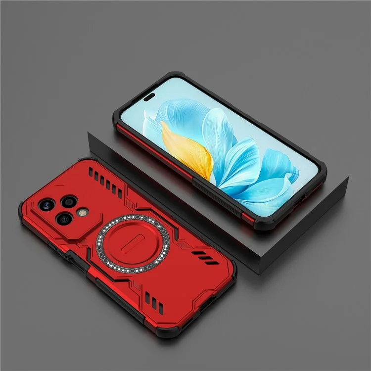 For Honor 200 Lite Magnetic Case Butterfly Armor Hollow Heat Dissipation PC + TPU Phone Cover - Red