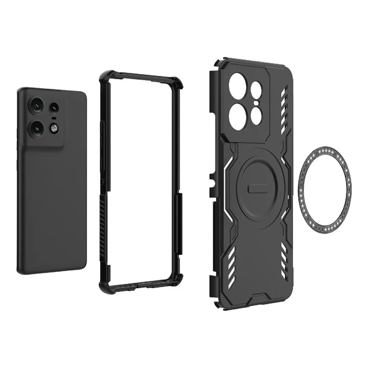 For Motorola Edge 50 Pro 5G Magnetic Case Butterfly Armor Hollow Heat Dissipation PC + TPU Phone Cover - Green