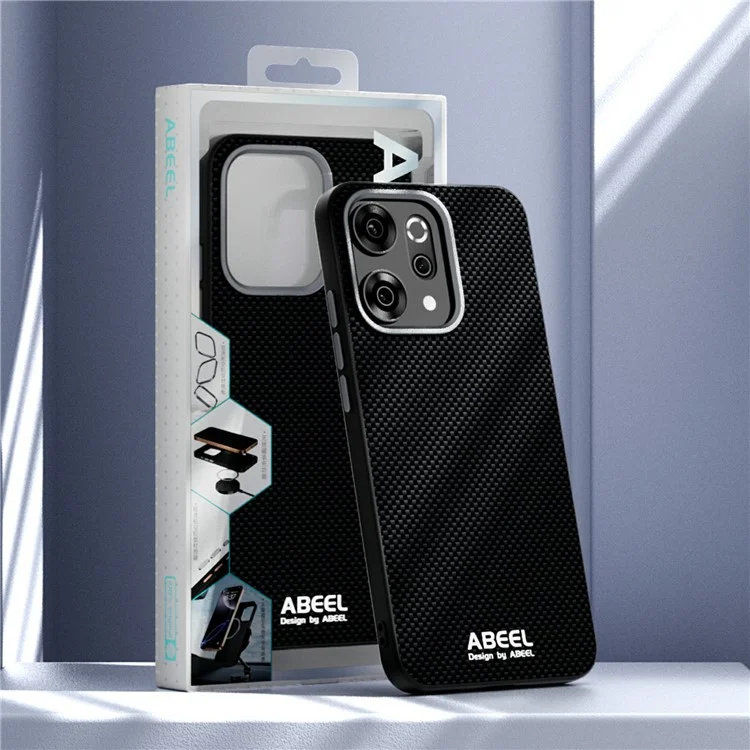 ABEEL per Oppo Reno14 5G Cover Compatibile con MagSafe, Cover per Telefono in PC TPU Lega di Alluminio e Pelle - Nero