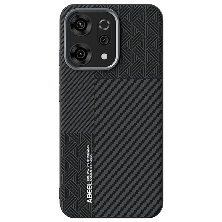 ABEEL per Cover Oppo Reno14 5G - PC + TPU + Lega di Alluminio + Pelle - Compatibile con MagSafe, Texture 1
