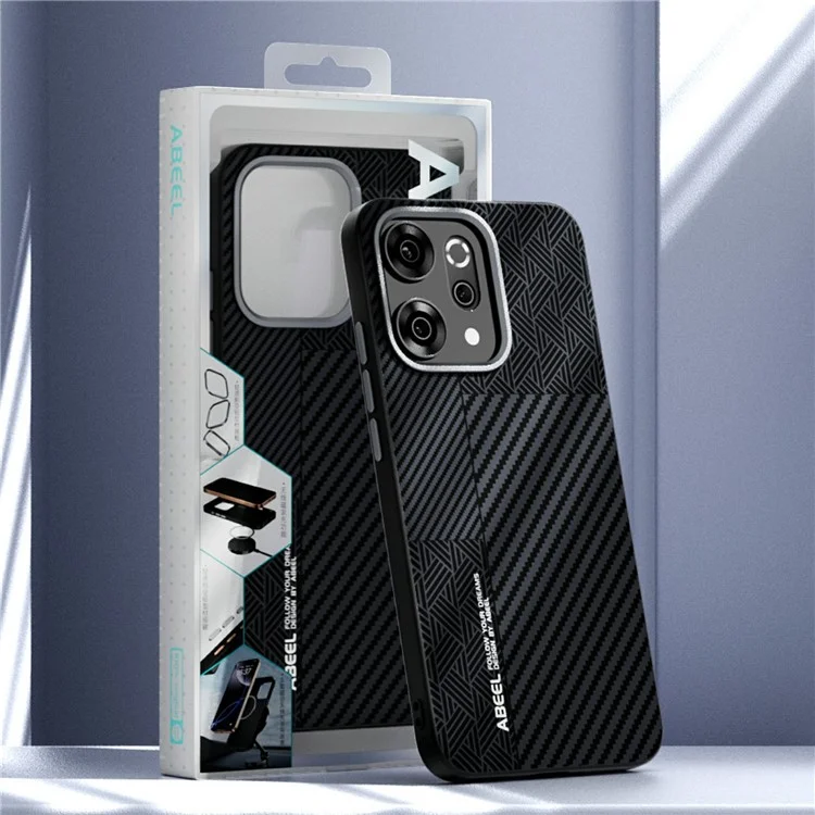 ABEEL per Cover Oppo Reno14 5G - PC + TPU + Lega di Alluminio + Pelle - Compatibile con MagSafe, Texture 1