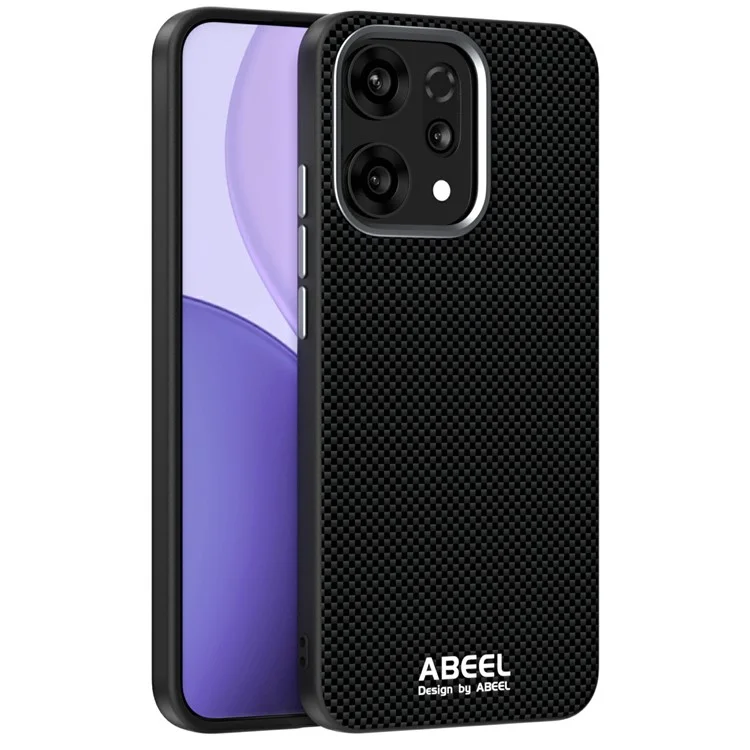 ABEEL per Cover Oppo Reno14 Pro 5G Compatibile con MagSafe, Cover per Telefono in PC TPU e Lega di Alluminio con Stampa Effetto Pelle - Nero