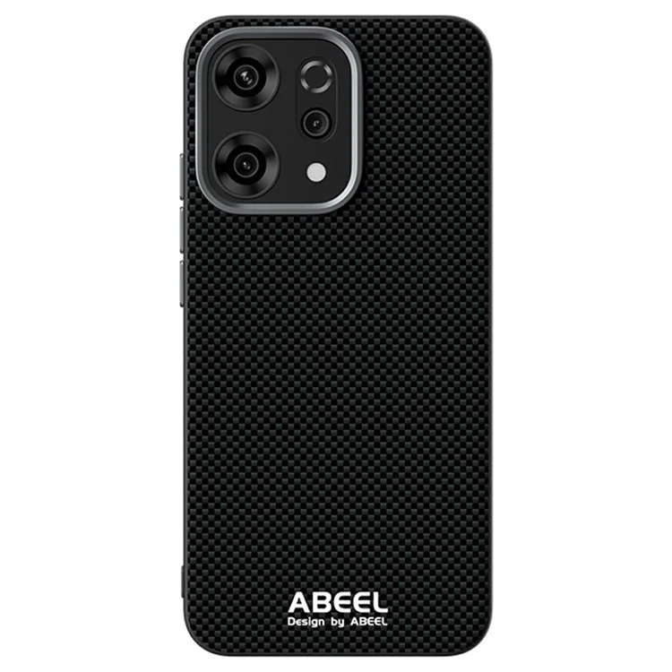 ABEEL per Cover Oppo Reno14 Pro 5G Compatibile con MagSafe, Cover per Telefono in PC TPU e Lega di Alluminio con Stampa Effetto Pelle - Nero