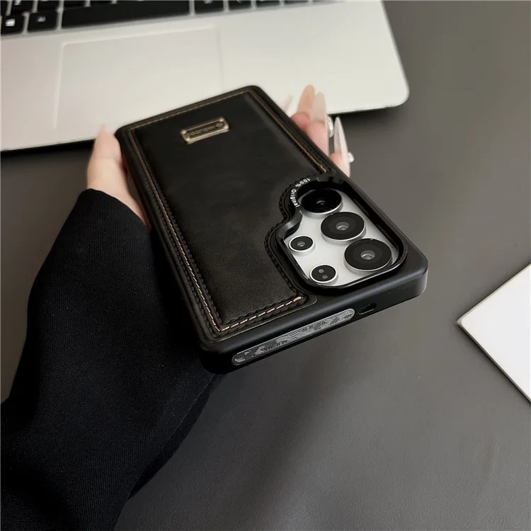 Étui pour Samsung Galaxy S25 Ultra en PC + Cuir PU Antichoc pour Téléphone - Café
