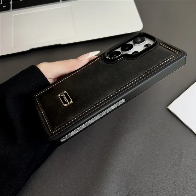 Étui pour Samsung Galaxy S25 Ultra en PC + Cuir PU Antichoc pour Téléphone - Café