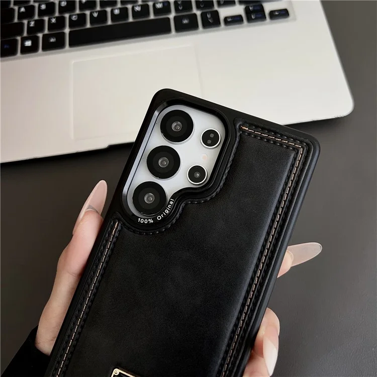 Étui pour Samsung Galaxy S25 Ultra en PC + Cuir PU Antichoc pour Téléphone - Café