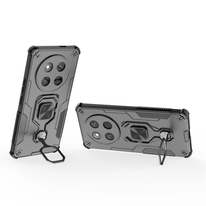 Чехол For Honor X60 Pro 5G с поворотным кольцом-подставкой, ударопрочный, из ПК и ТПУ - Черный