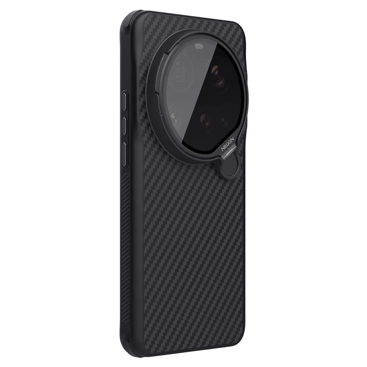 NILLKIN para Xiaomi 15 Ultra Funda Compatible con MagSafe TPU + Aramida Fibra Clara Negra Tapa de Lente Soporte para Teléfono