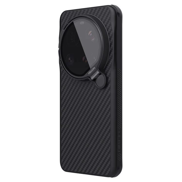 NILLKIN para Xiaomi 15 Ultra Funda Compatible con MagSafe TPU + Aramida Fibra Clara Negra Tapa de Lente Soporte para Teléfono