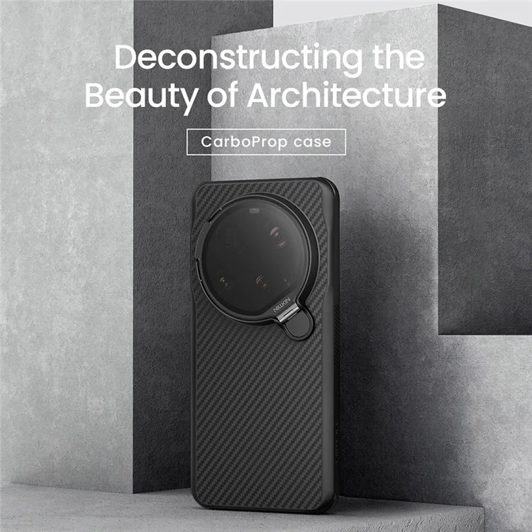 NILLKIN para Xiaomi 15 Ultra Funda Compatible con MagSafe TPU + Aramida Fibra Clara Negra Tapa de Lente Soporte para Teléfono