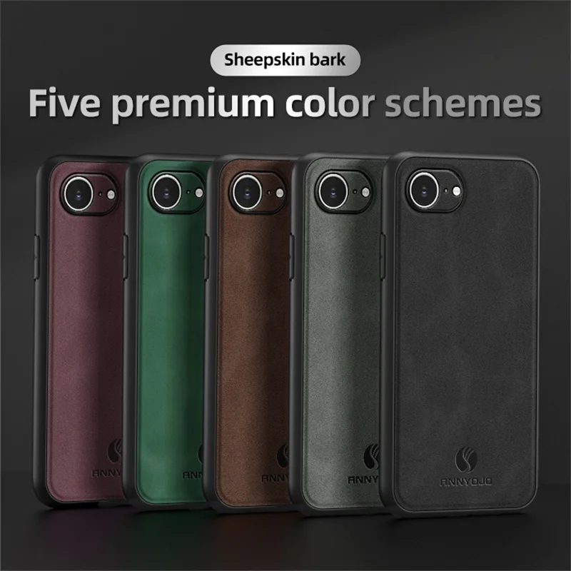 ANNYOJO For iPhone 16e Case PU Leather + PC + TPU Anti Drop Phone Back Cover - Black