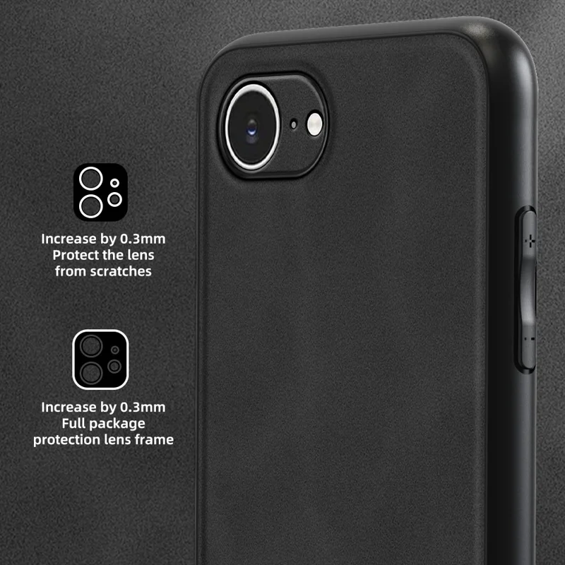 ANNYOJO For iPhone 16e Case PU Leather + PC + TPU Anti Drop Phone Back Cover - Black