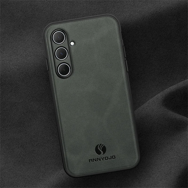 ANNYOJO pour Samsung Galaxy A36 5G Étui en cuir PU + PC + TPU Antichoc Coque arrière de téléphone - Gris