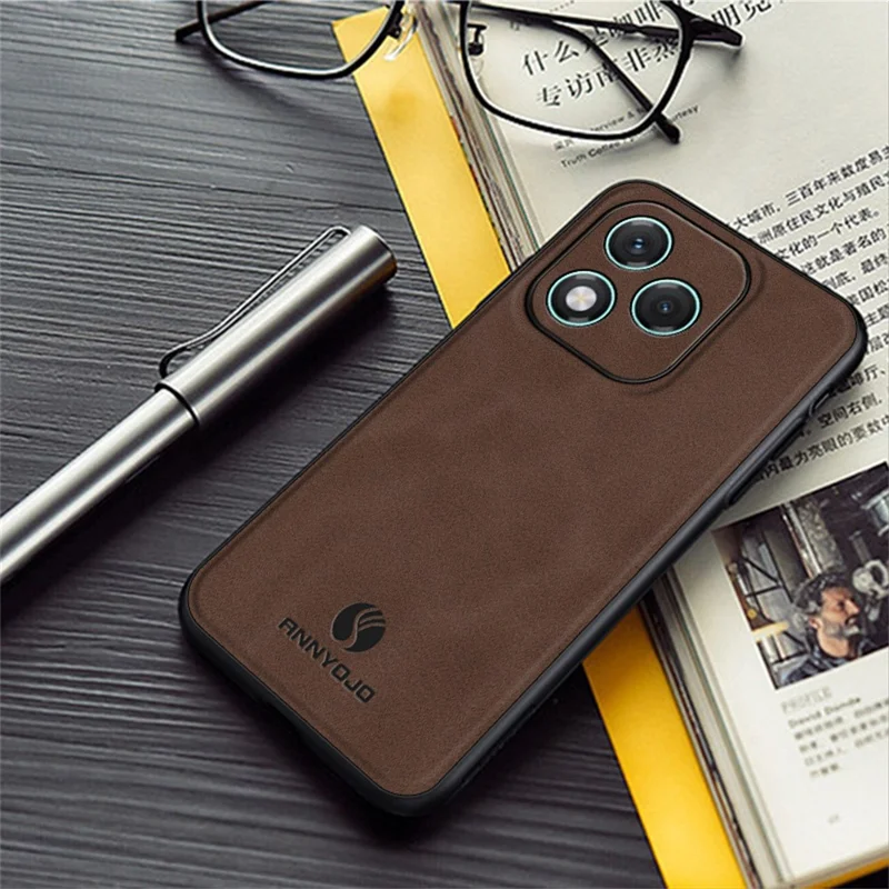 Capa ANNYOJO para Honor 400 Lite em Couro PU + PC + TPU Antiderrapante para Celular - Preto