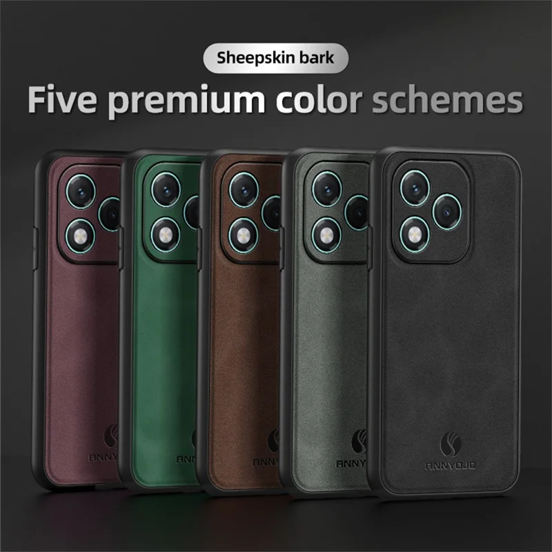 Capa ANNYOJO para Honor 400 Lite em Couro PU + PC + TPU Antiderrapante para Celular - Preto