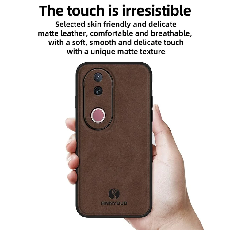Funda ANNYOJO para vivo V50 5G de Cuero PU + PC + TPU Antigolpes para Móvil - Marrón