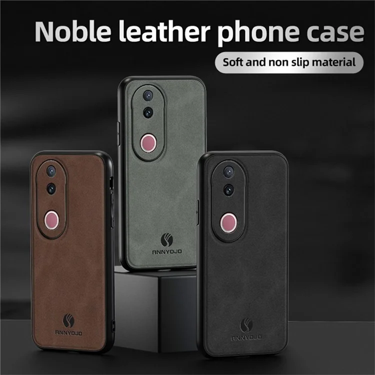 Funda ANNYOJO para vivo V50 5G de Cuero PU + PC + TPU Antigolpes para Móvil - Marrón
