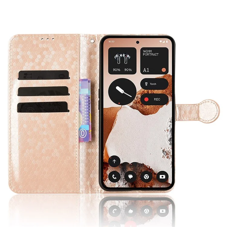Чехол-кошелек Nothing CMF Phone 2 Pro с точечным узором из искусственной кожи - Розовое Золото