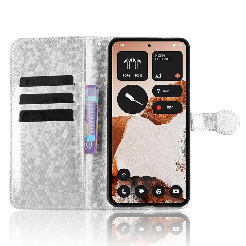 For Nothing CMF Phone 2 Pro Wallet Case Dot Pattern Imprint PU Leather Phone Cover - Silver