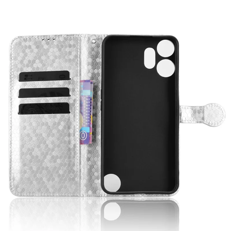 For Nothing CMF Phone 2 Pro Wallet Case Dot Pattern Imprint PU Leather Phone Cover - Silver