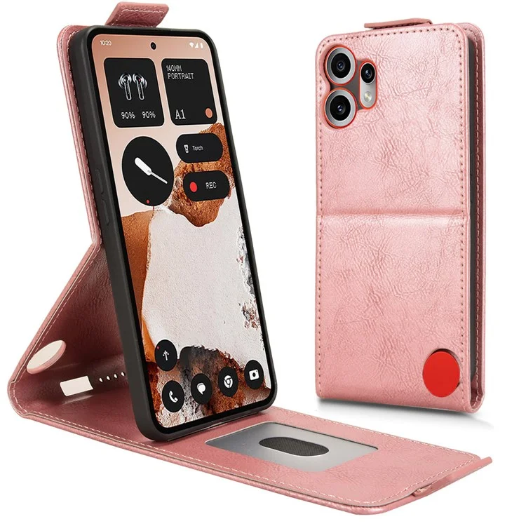 Чехол-подставка For Nothing CMF Phone 2 Pro с магнитной застежкой, вертикальной откидной крышкой из кожи и отделением для карт - Розовое золото