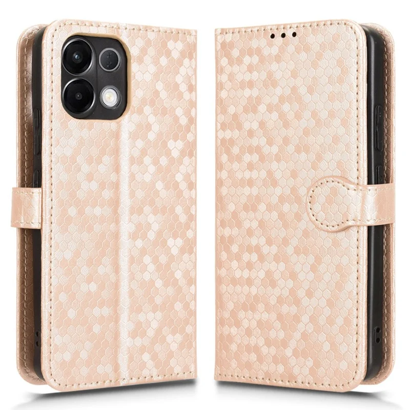 For Oppo K13 5G  /  K12s Wallet Case Dot Pattern Imprint PU Leather Phone Cover - Rose Gold