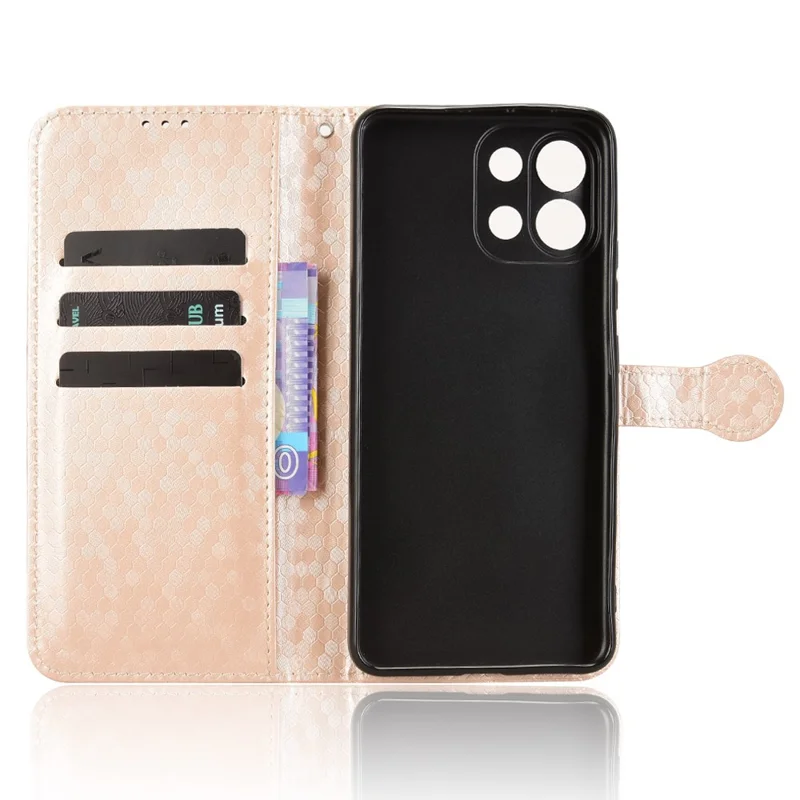 For Oppo K13 5G  /  K12s Wallet Case Dot Pattern Imprint PU Leather Phone Cover - Rose Gold