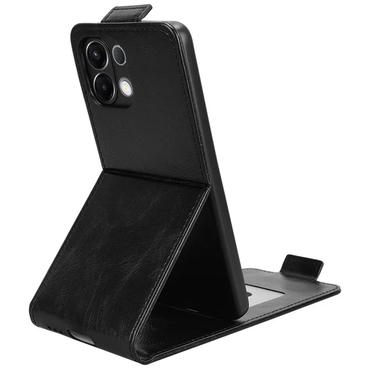 Чехол для Oppo K13 5G / K12s с подставкой, магнитной застежкой, вертикальной откидной крышкой из кожи с отделением для карт - Черный