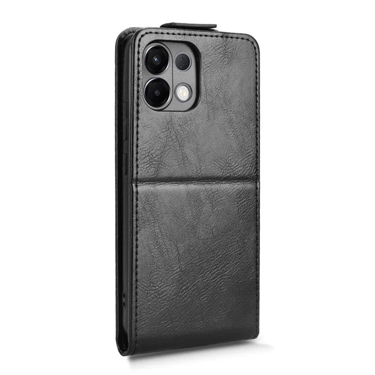 Чехол для Oppo K13 5G / K12s с подставкой, магнитной застежкой, вертикальной откидной крышкой из кожи с отделением для карт - Черный