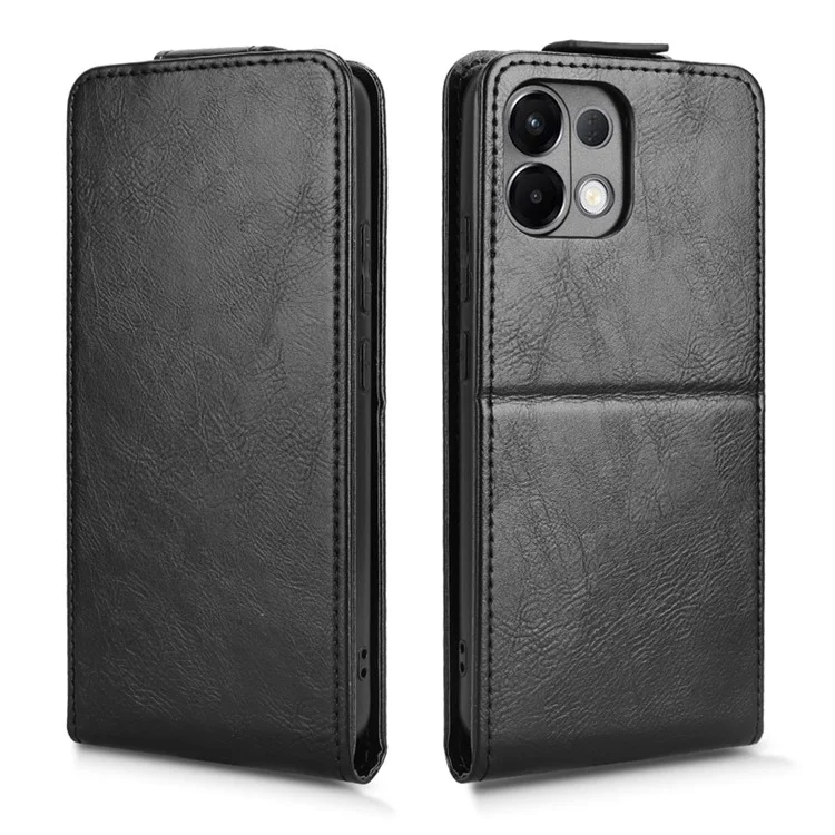Чехол для Oppo K13 5G / K12s с подставкой, магнитной застежкой, вертикальной откидной крышкой из кожи с отделением для карт - Черный