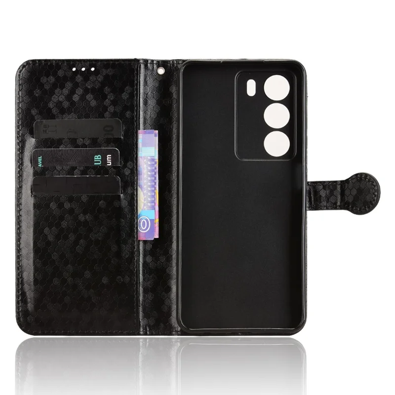 Wallet Case For Realme 14x 5G  /  V70s 5G  /  V70 5G Dot Pattern Imprint PU Leather Phone Cover - Black