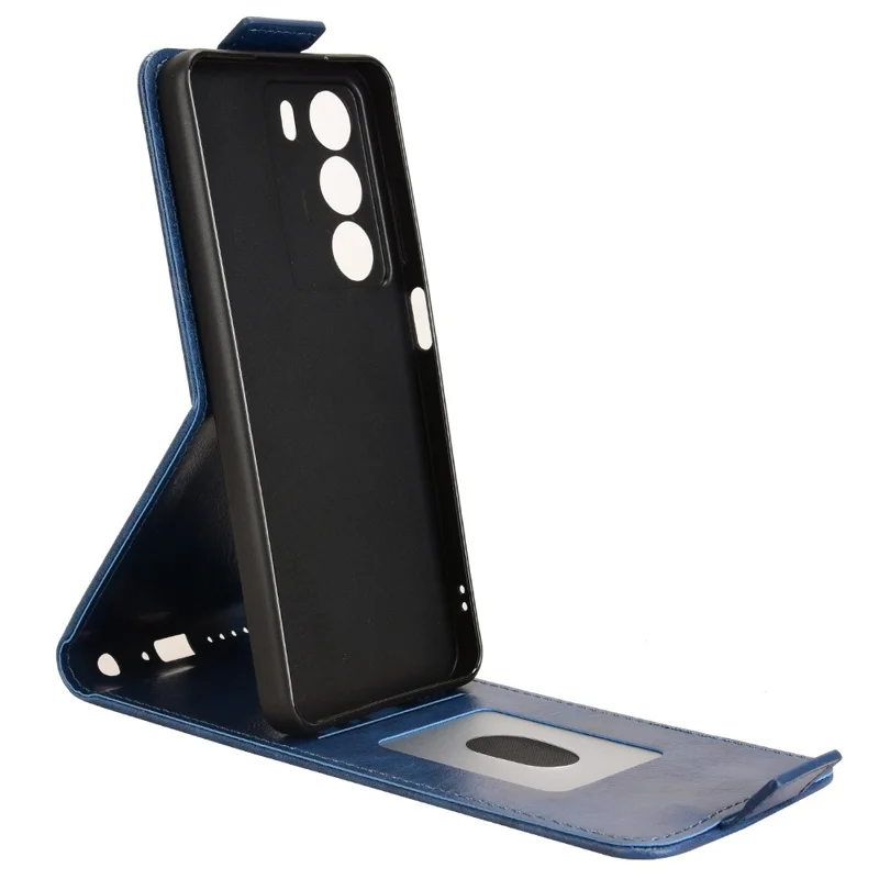 Capa de Couro Flip Vertical com Suporte para Realme 14x 5G / V70s 5G / V70 5G, Fecho Magnético e Porta-cartões - Azul Escuro